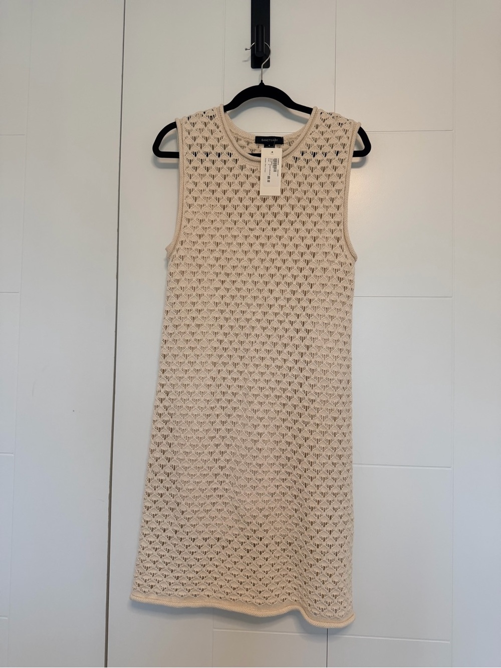 Sanctuary Sleeveless Crochet Shift Dress in Cream
